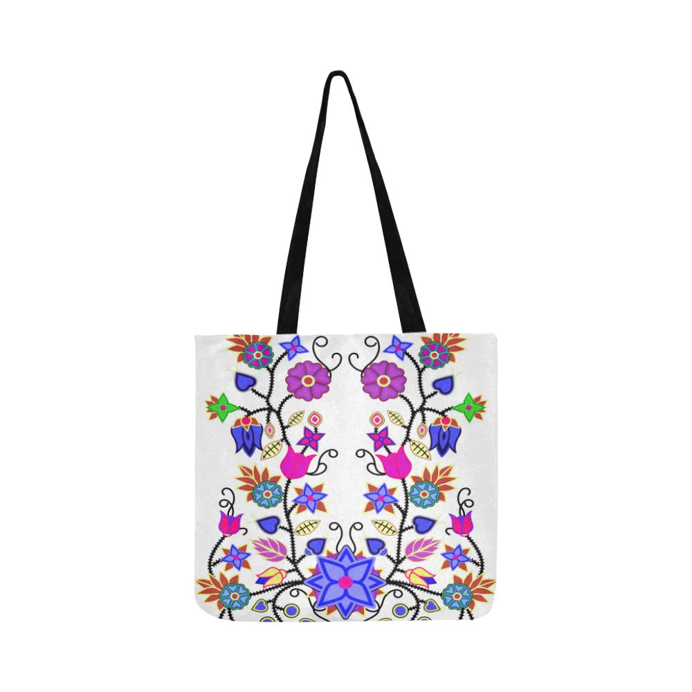 Floral Beadwork Seven Clans White Reusable Shopping Bag Model 1660 (Two sides) Shopping Tote Bag (1660) e-joyer 