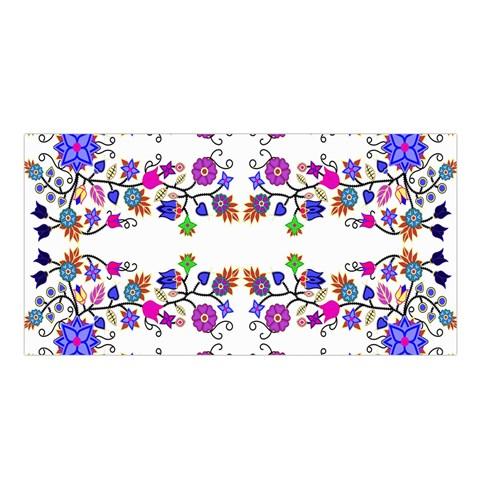 Floral Beadwork Seven Clans White Satin Shawl Scarf 49 Dzine