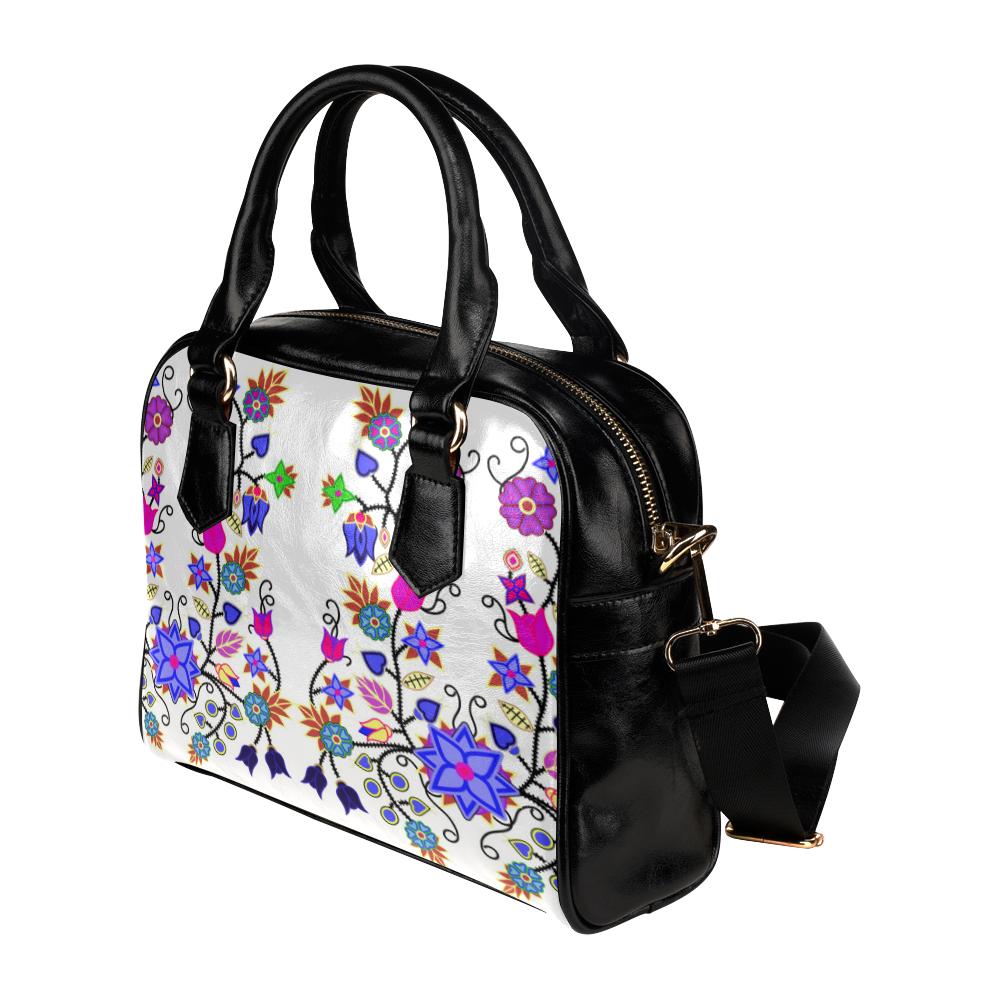Floral Beadwork Seven Clans White Shoulder Handbag (Model 1634) Shoulder Handbags (1634) e-joyer