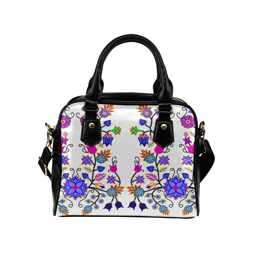 Floral Beadwork Seven Clans White Shoulder Handbag (Model 1634) Shoulder Handbags (1634) e-joyer