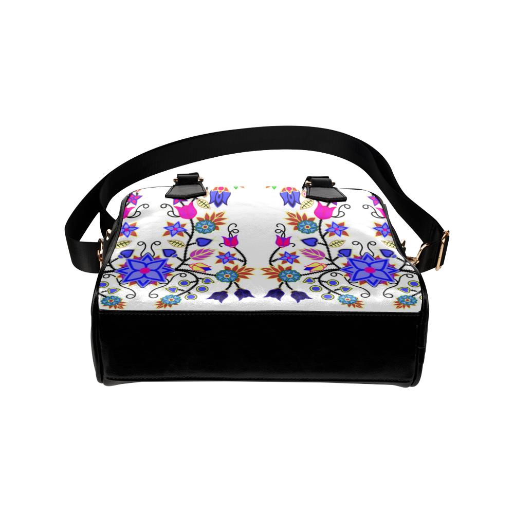 Floral Beadwork Seven Clans White Shoulder Handbag (Model 1634) Shoulder Handbags (1634) e-joyer
