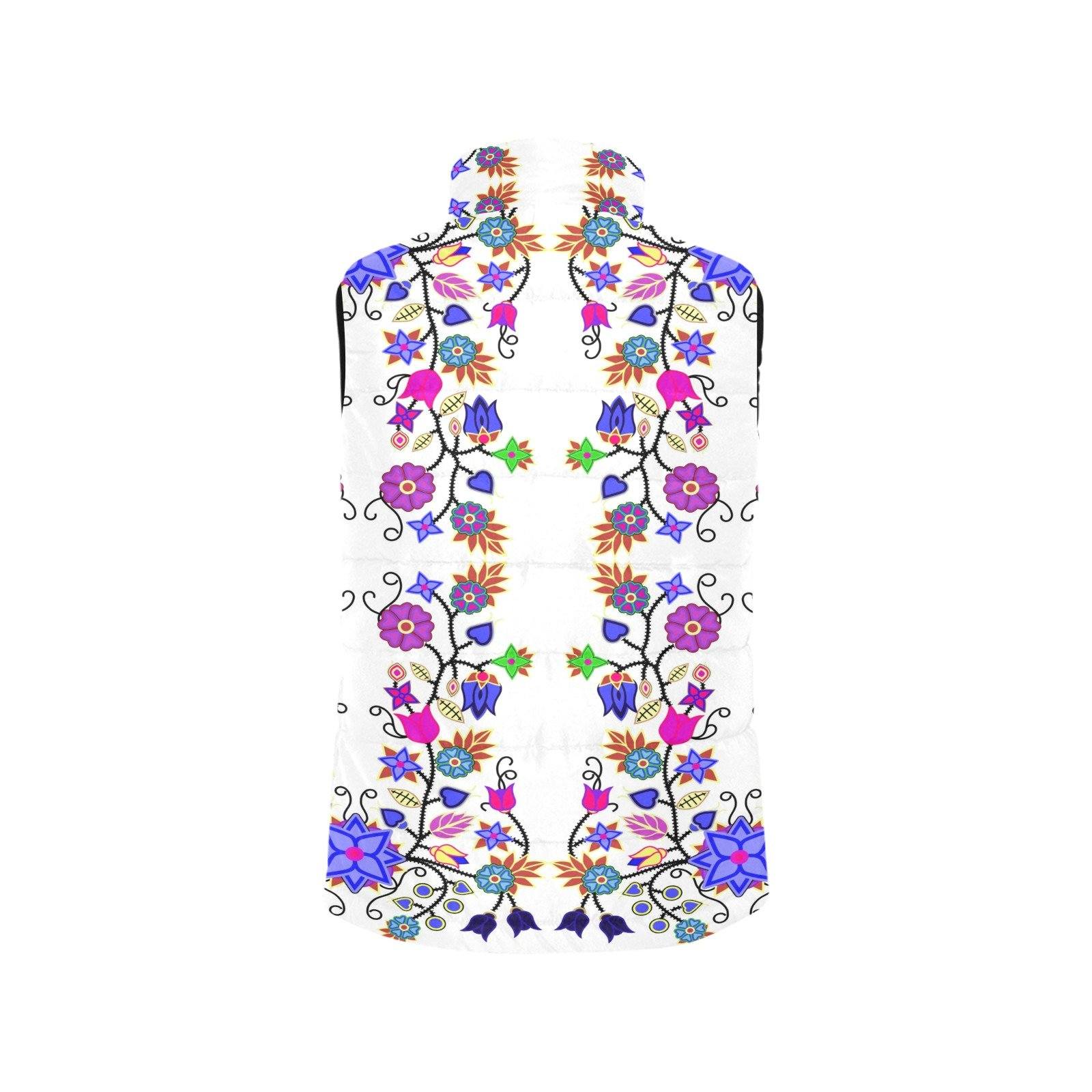 Floral Beadwork Seven Clans White Women's Padded Vest Jacket (Model H44) Women's Padded Vest Jacket (H44) e-joyer