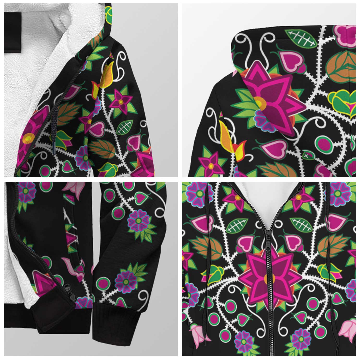Floral Beadwork Sherpa Hoodie 49 Dzine