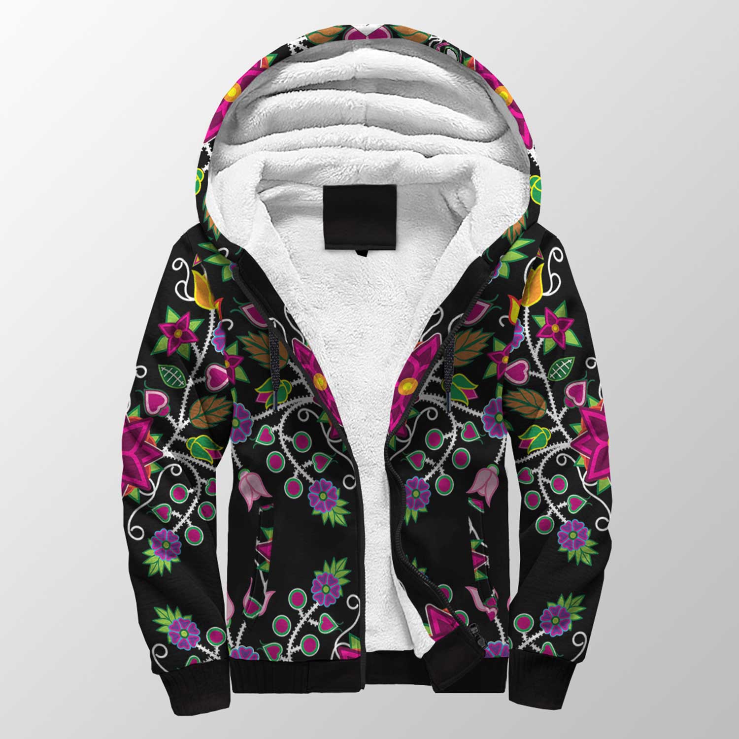 Floral Beadwork Sherpa Hoodie 49 Dzine