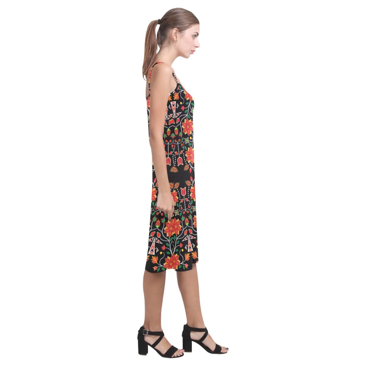 Floral Beadwork Six Bands Alcestis Slip Dress (Model D05) Alcestis Slip Dress (D05) e-joyer