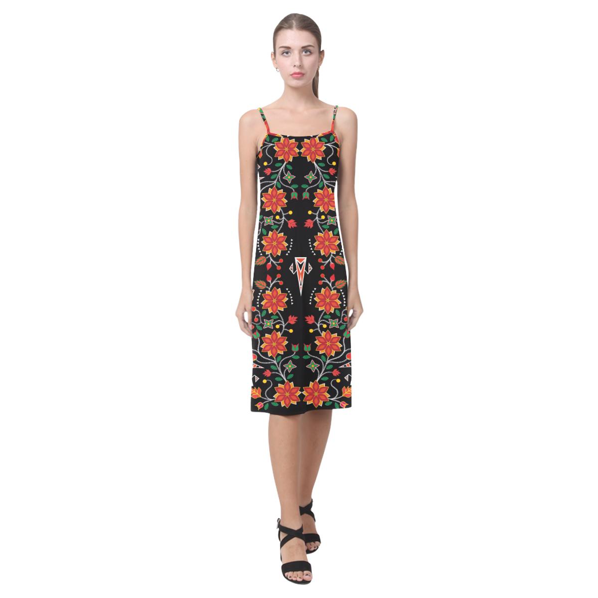 Floral Beadwork Six Bands Alcestis Slip Dress (Model D05) Alcestis Slip Dress (D05) e-joyer