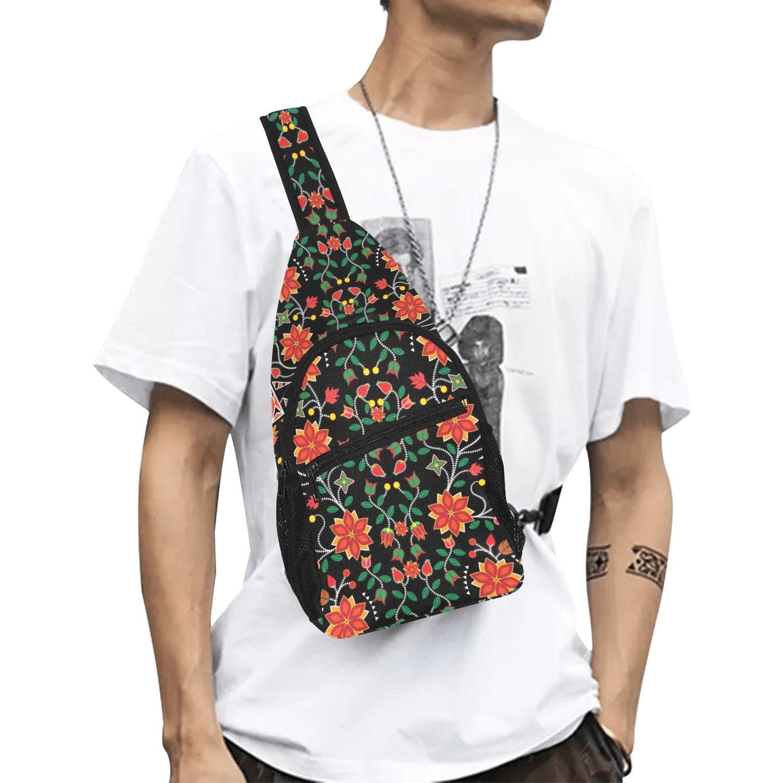 Floral Beadwork Six Bands All Over Print Chest Bag (Model 1719) All Over Print Chest Bag (1719) e-joyer
