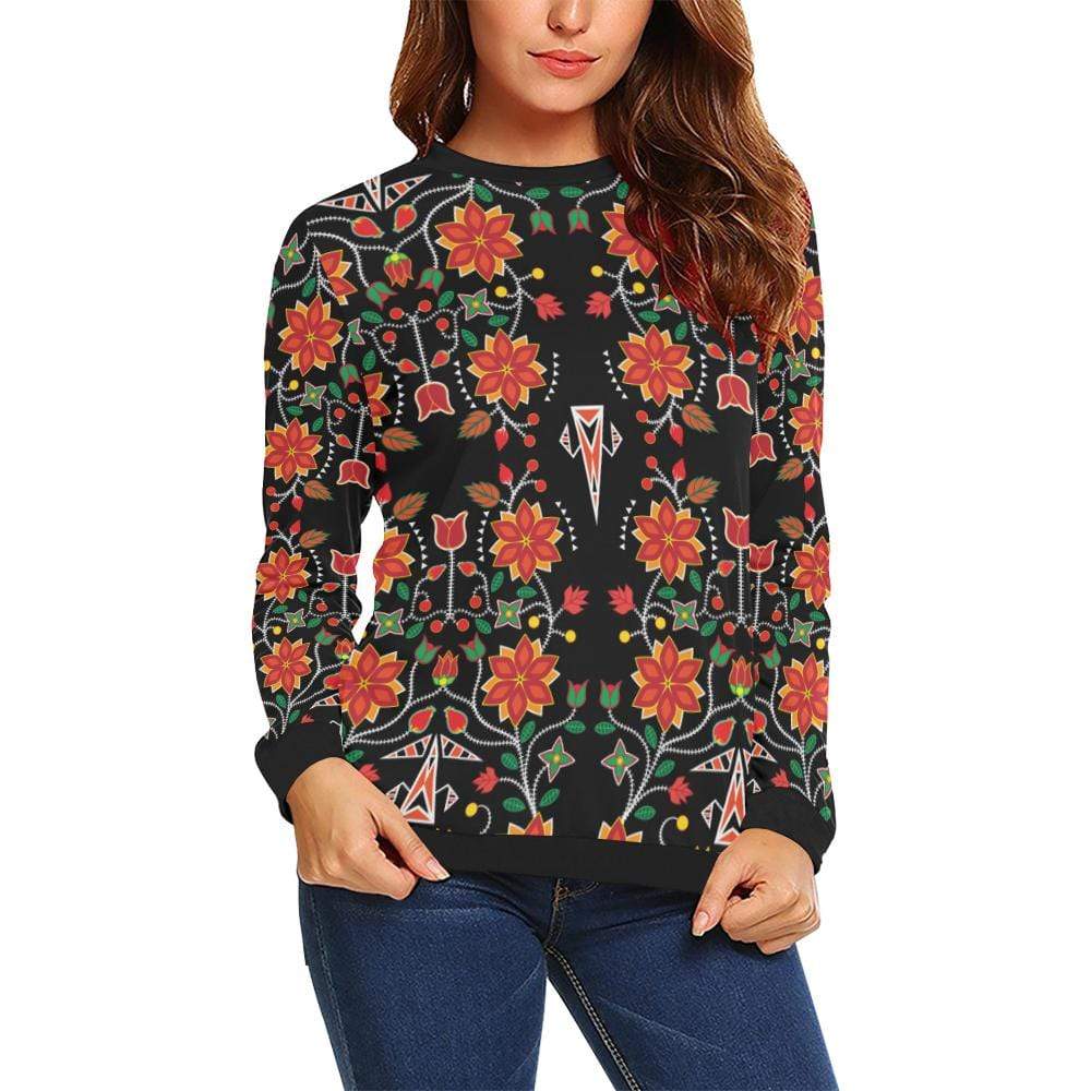 Floral Beadwork Six Bands All Over Print Crewneck Sweatshirt for Women (Model H18) Crewneck Sweatshirt for Women (H18) e-joyer