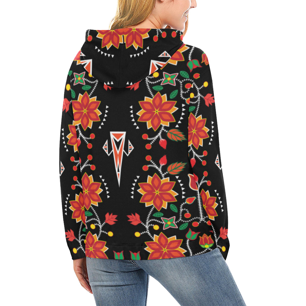 Floral Beadwork Six Bands All Over Print Hoodie for Women (USA Size) (Model H13) Hoodie e-joyer