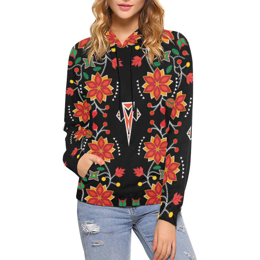 Floral Beadwork Six Bands All Over Print Hoodie for Women (USA Size) (Model H13) Hoodie e-joyer