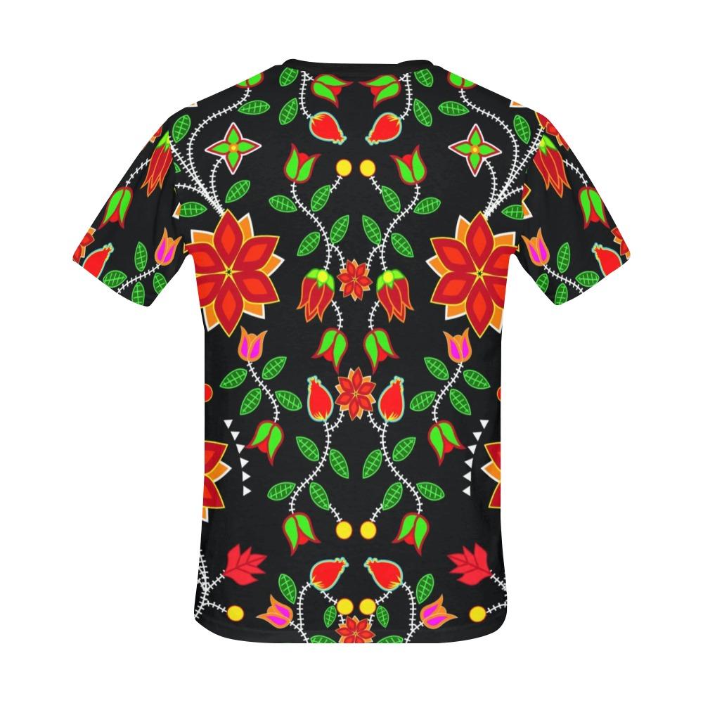 Floral Beadwork Six Bands All Over Print T-Shirt for Men (USA Size) (Model T40) All Over Print T-Shirt for Men (T40) e-joyer