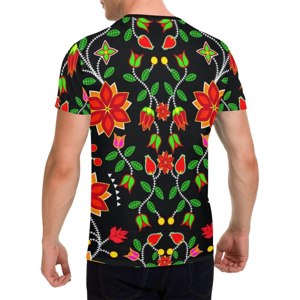 Floral Beadwork Six Bands All Over Print T-Shirt for Men (USA Size) (Model T40) All Over Print T-Shirt for Men (T40) e-joyer