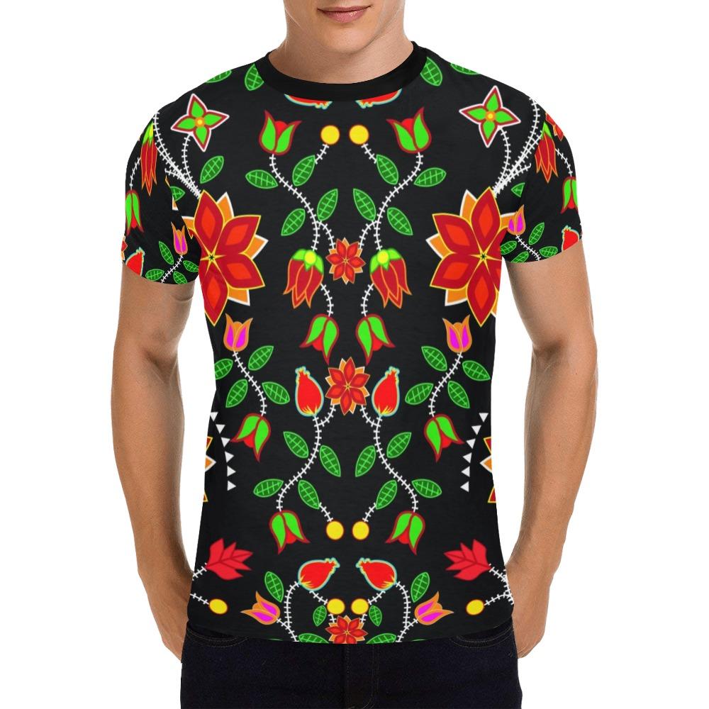 Floral Beadwork Six Bands All Over Print T-Shirt for Men (USA Size) (Model T40) All Over Print T-Shirt for Men (T40) e-joyer