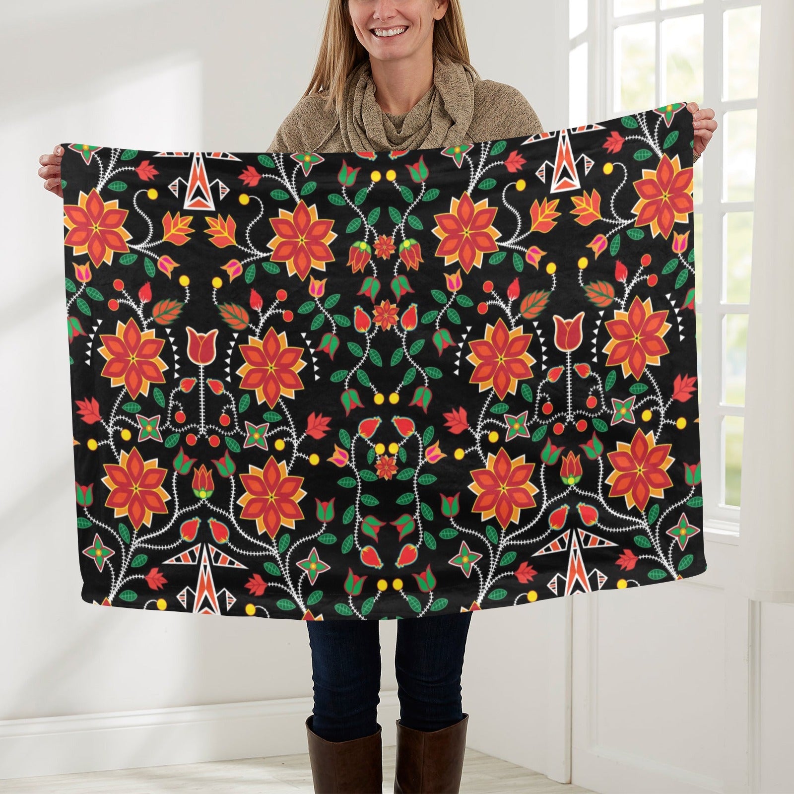 Floral Beadwork Six Bands Baby Blanket 30"x40" Baby Blanket 30"x40" e-joyer