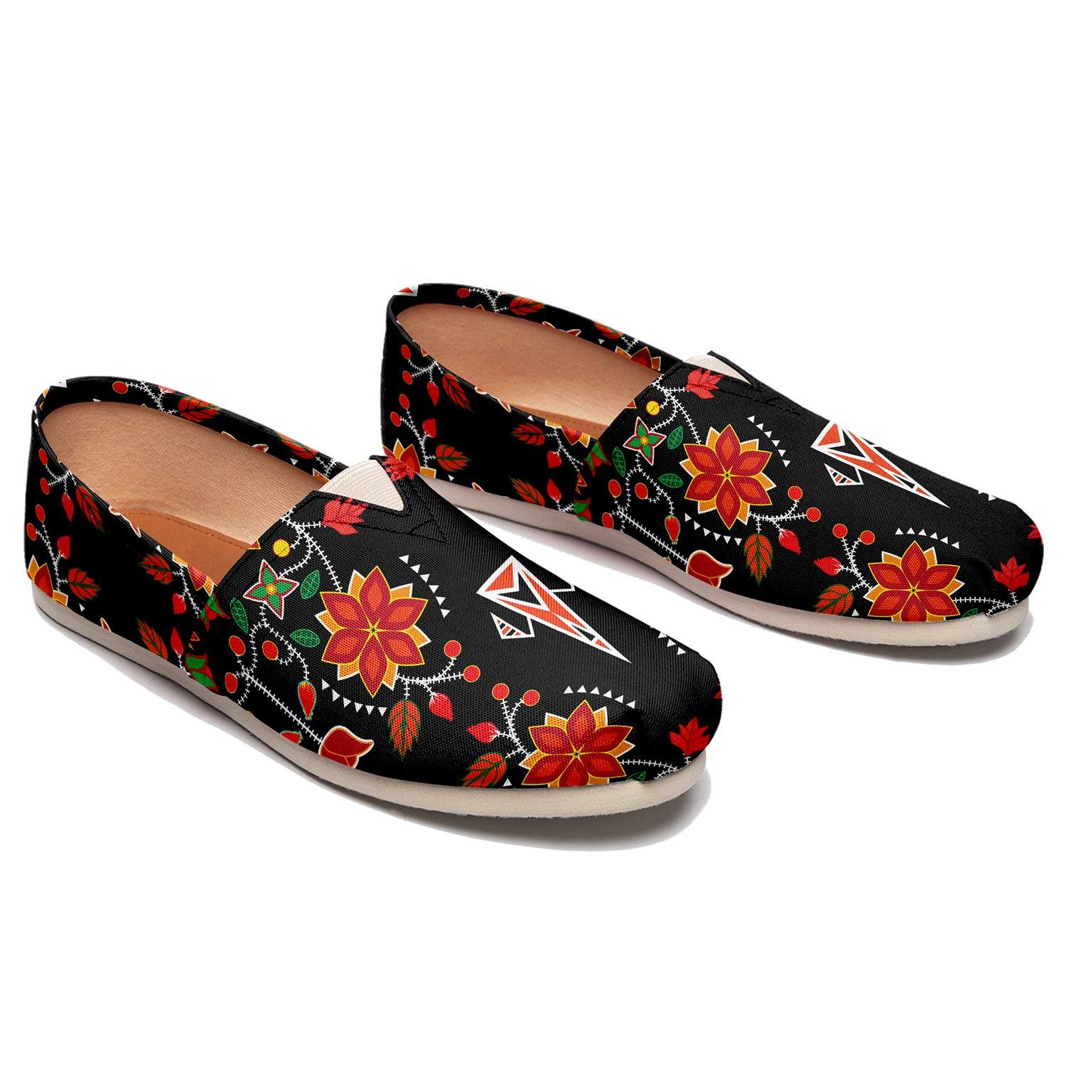 Floral Beadwork Six Bands Casual Unisex Slip On Shoe Herman