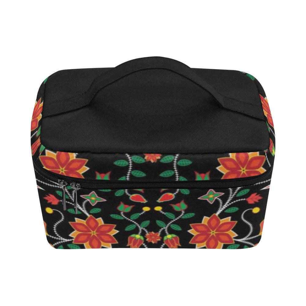 Floral Beadwork Six Bands Cosmetic Bag/Large (Model 1658) bag e-joyer