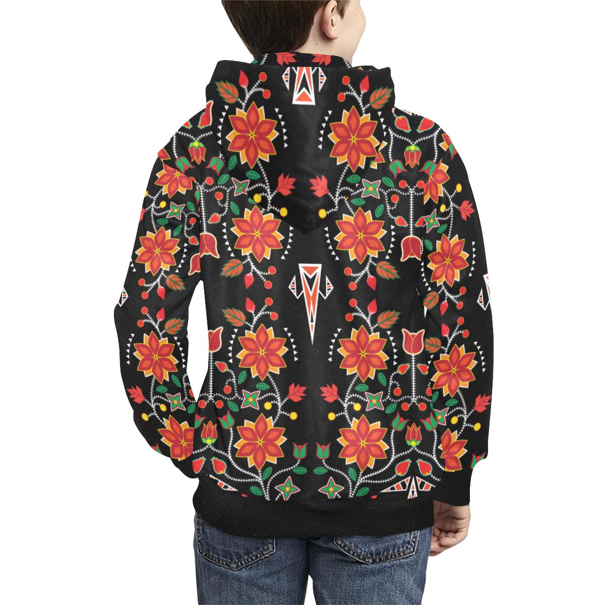 Floral Beadwork Six Bands Kids' All Over Print Hoodie (Model H38) Kids' AOP Hoodie (H38) e-joyer