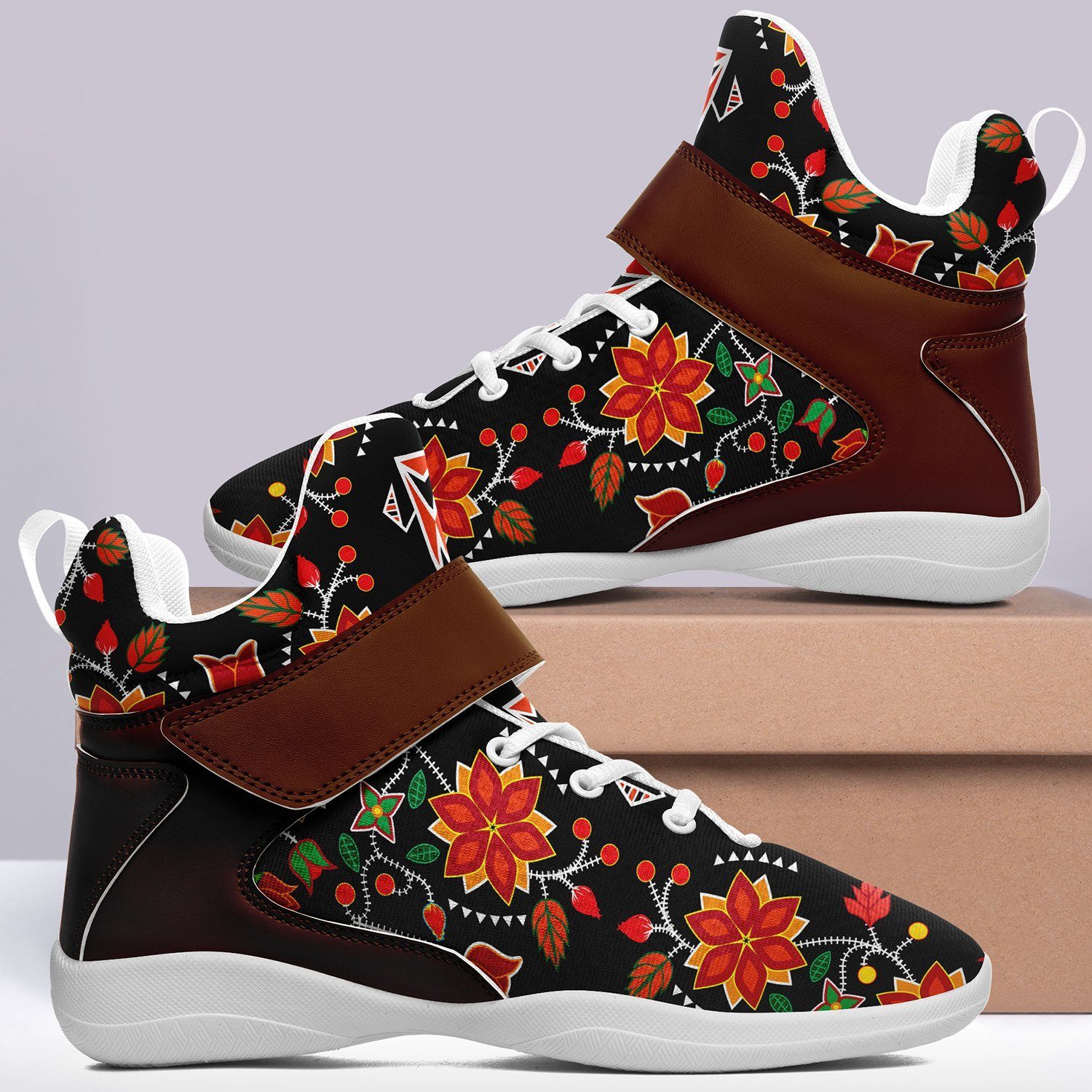 Floral Beadwork Six Bands Kid's Ipottaa Basketball / Sport High Top Shoes 49 Dzine