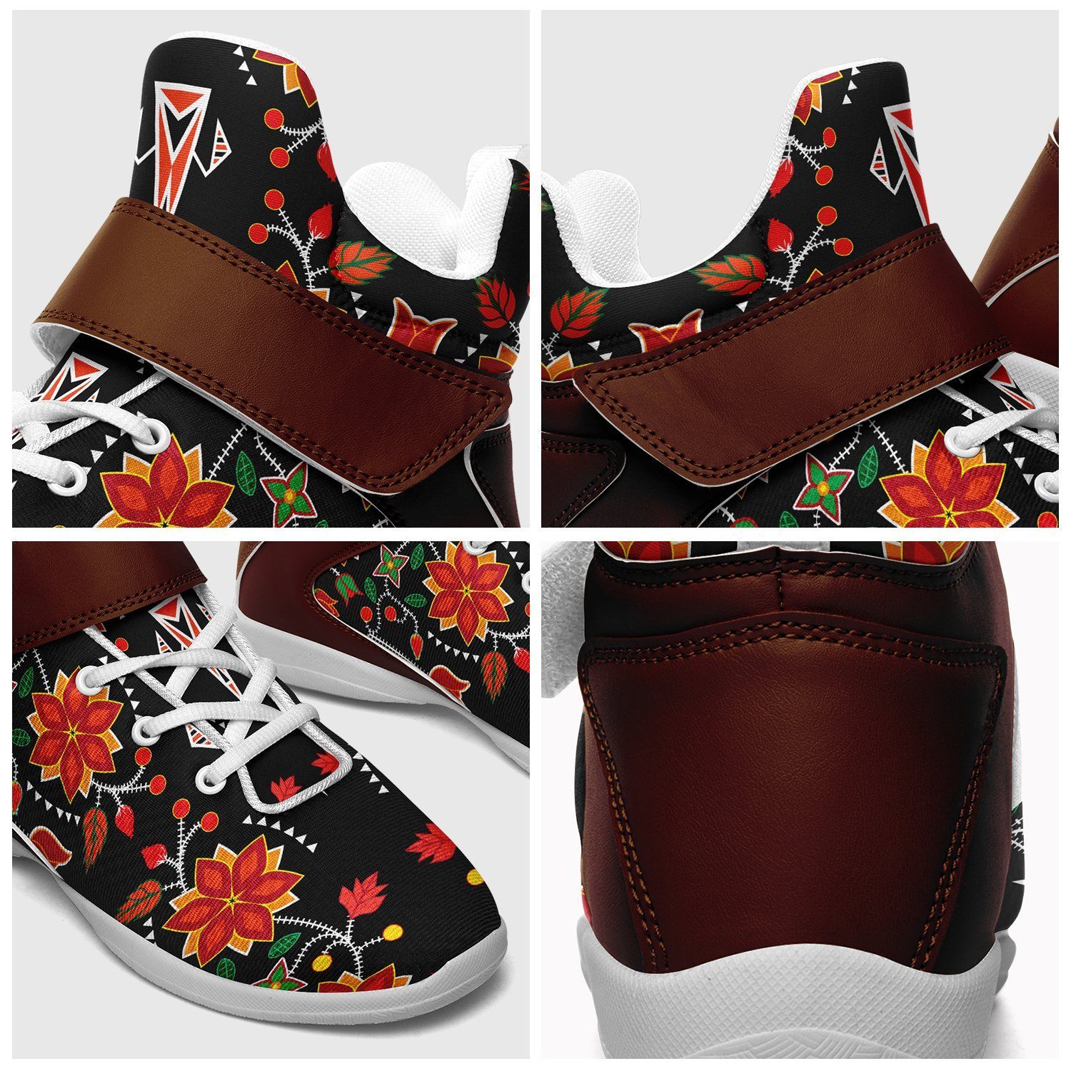 Floral Beadwork Six Bands Kid's Ipottaa Basketball / Sport High Top Shoes 49 Dzine