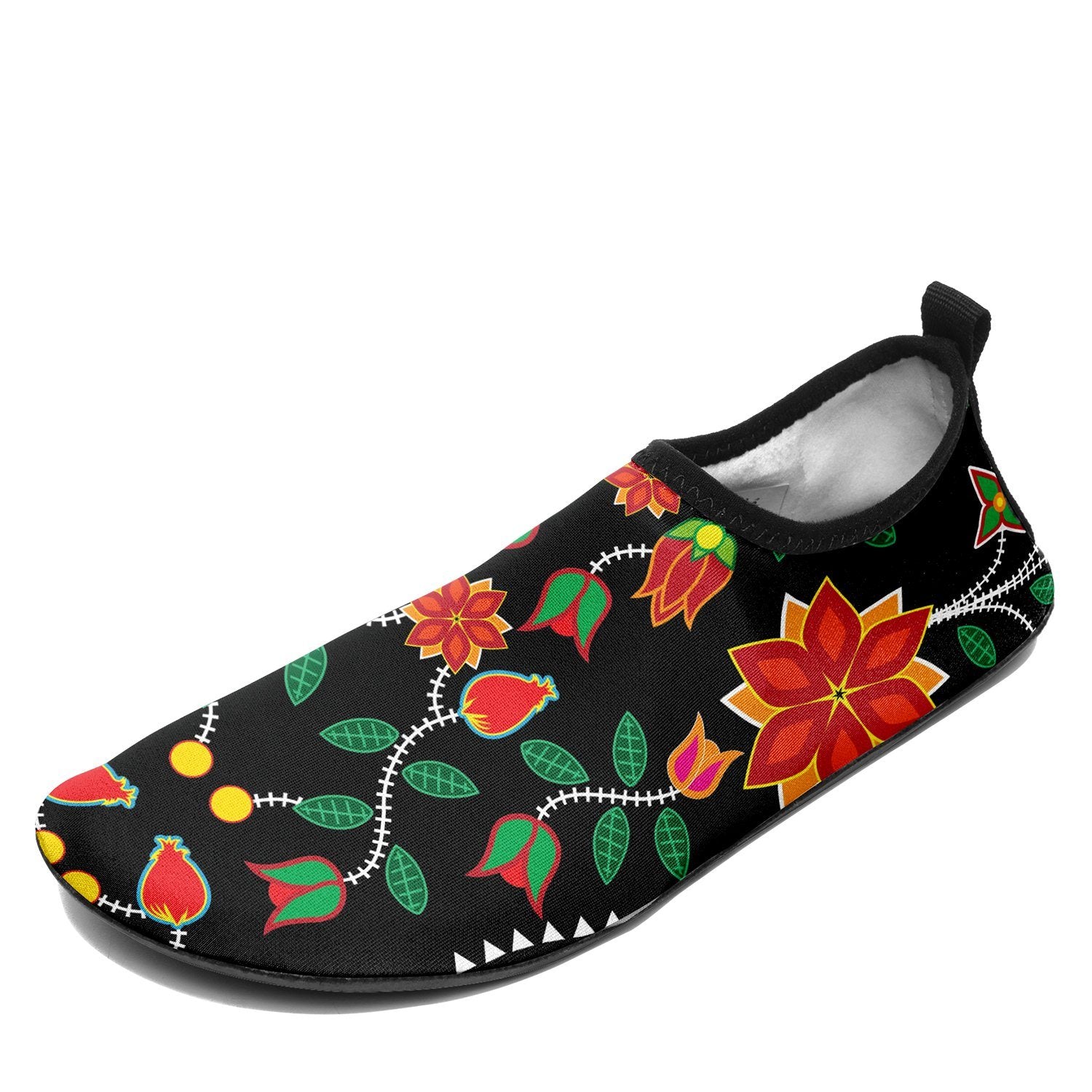 Floral Beadwork Six Bands Kid's Sockamoccs Slip On Shoes Herman
