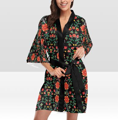 Floral Beadwork Six Bands Kimono Robe Artsadd