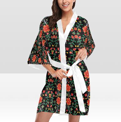 Floral Beadwork Six Bands Kimono Robe Artsadd