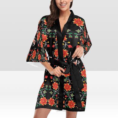 Floral Beadwork Six Bands Kimono Robe Artsadd
