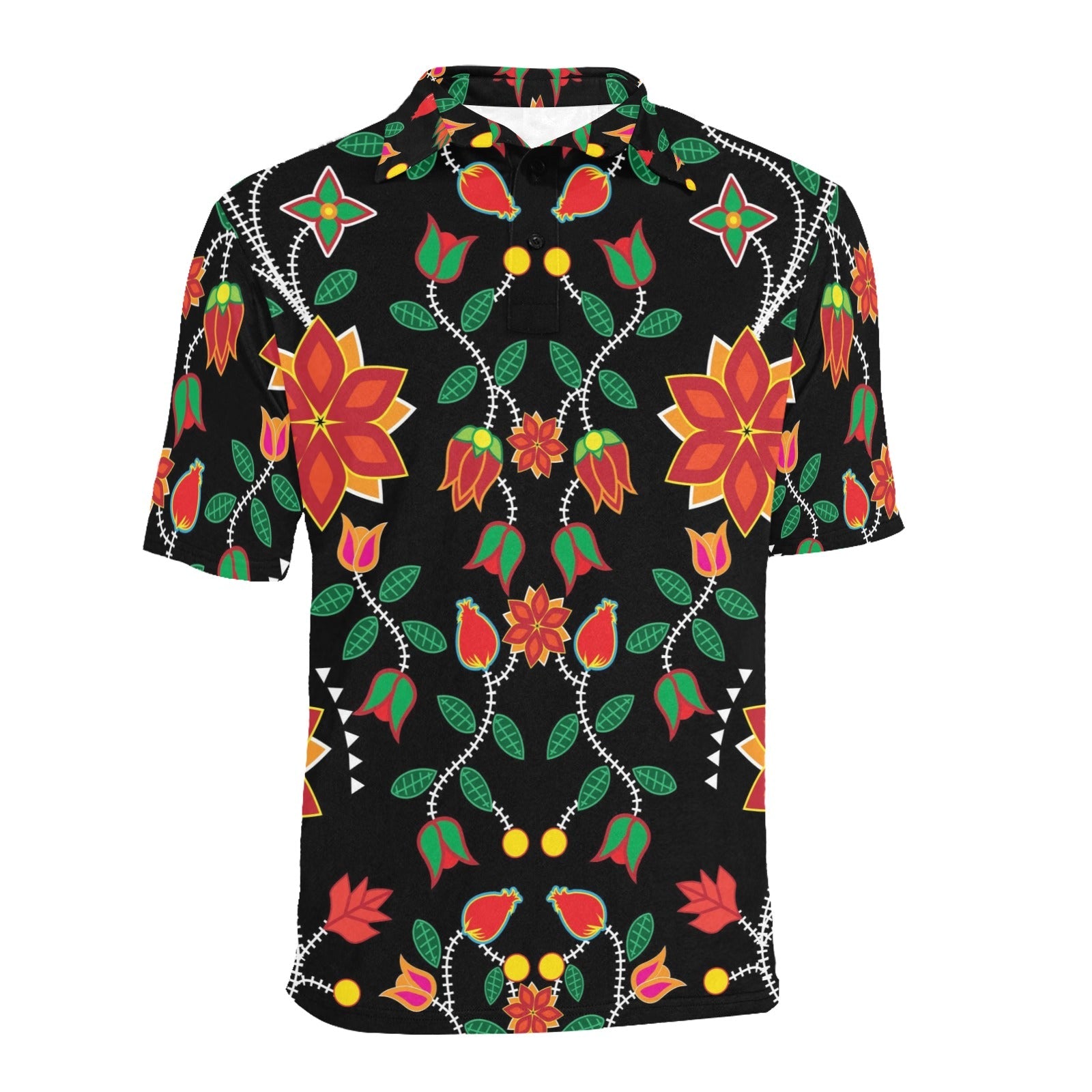 Floral Beadwork Six Bands Men's All Over Print Polo Shirt (Model T55) Men's Polo Shirt (Model T55) e-joyer