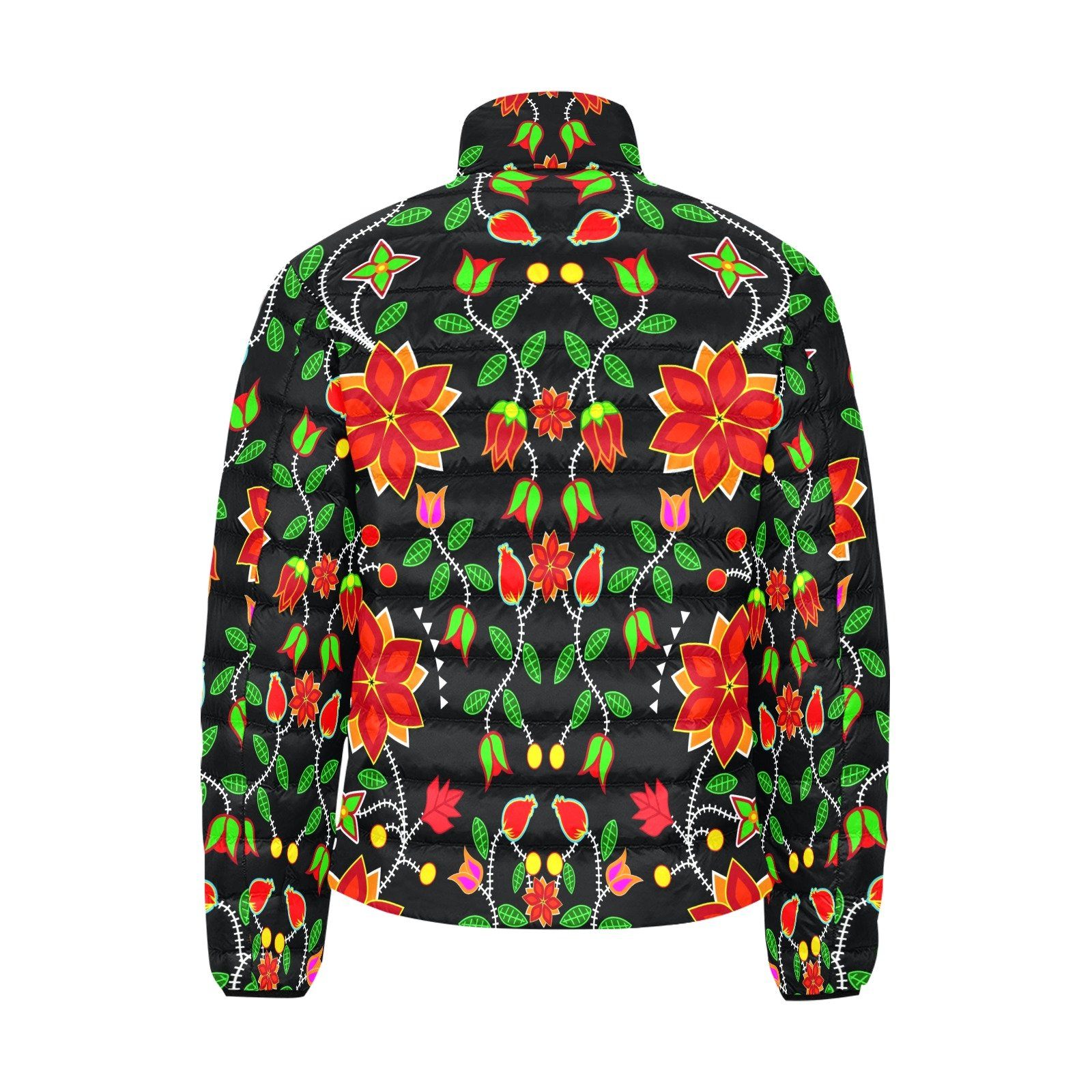Floral Beadwork Six Bands Men's Stand Collar Padded Jacket (Model H41) Men's Stand Collar Padded Jacket (H41) e-joyer