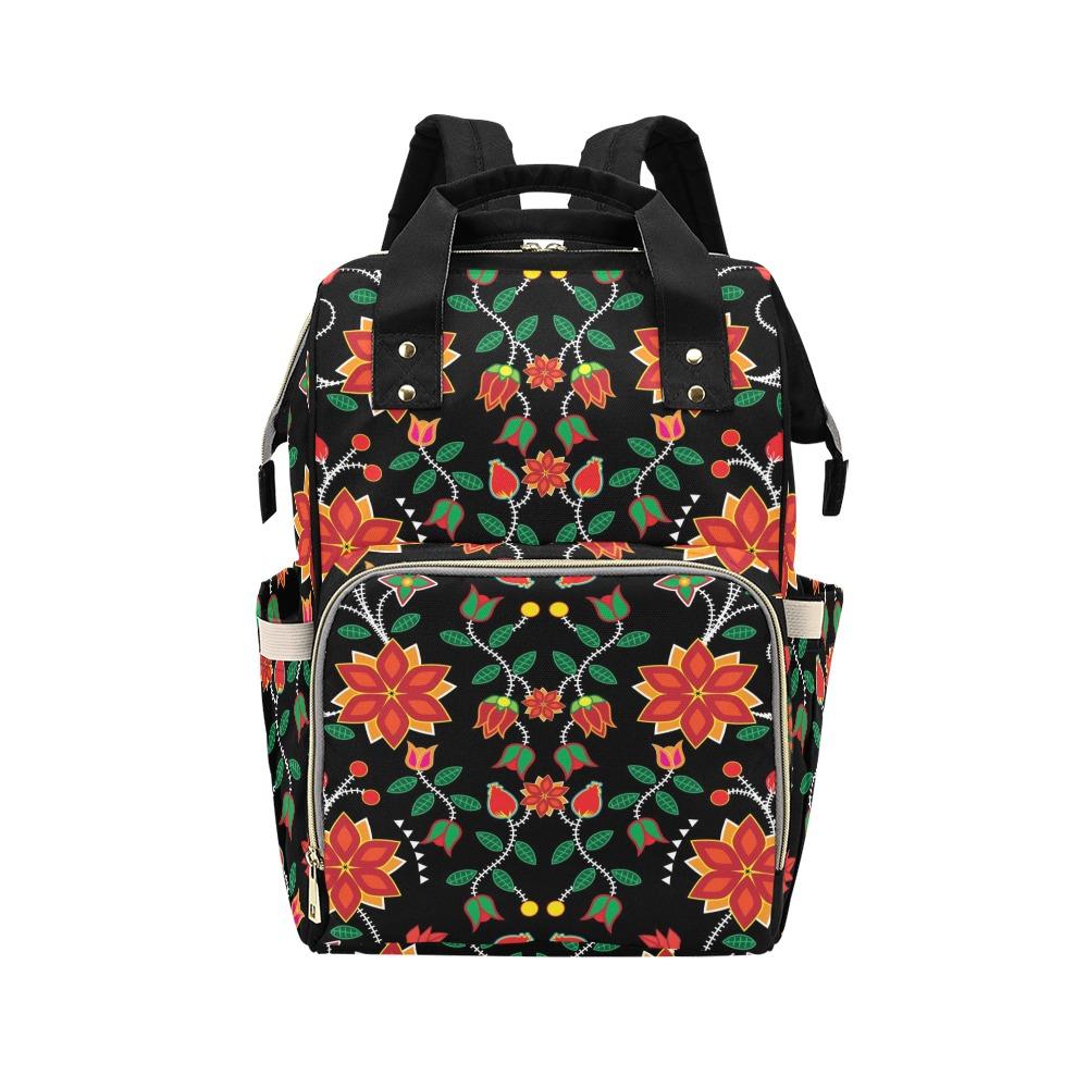 Floral Beadwork Six Bands Multi-Function Diaper Backpack/Diaper Bag (Model 1688) bag e-joyer