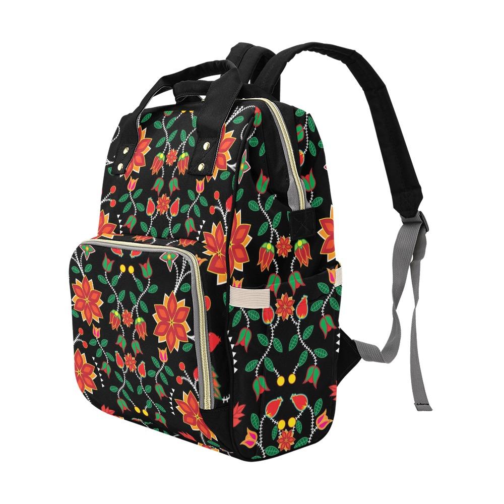 Floral Beadwork Six Bands Multi-Function Diaper Backpack/Diaper Bag (Model 1688) bag e-joyer
