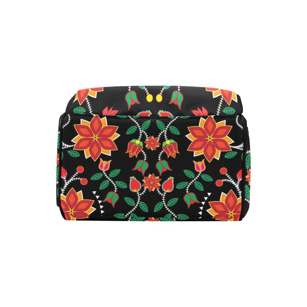 Floral Beadwork Six Bands Multi-Function Diaper Backpack/Diaper Bag (Model 1688) bag e-joyer
