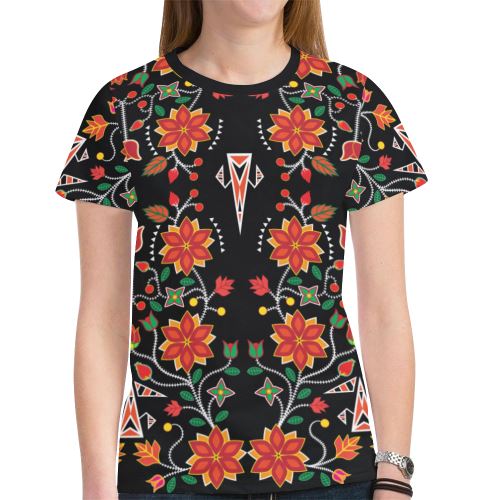 Floral Beadwork Six Bands New All Over Print T-shirt for Women (Model T45) New All Over Print T-shirt for Women (T45) e-joyer