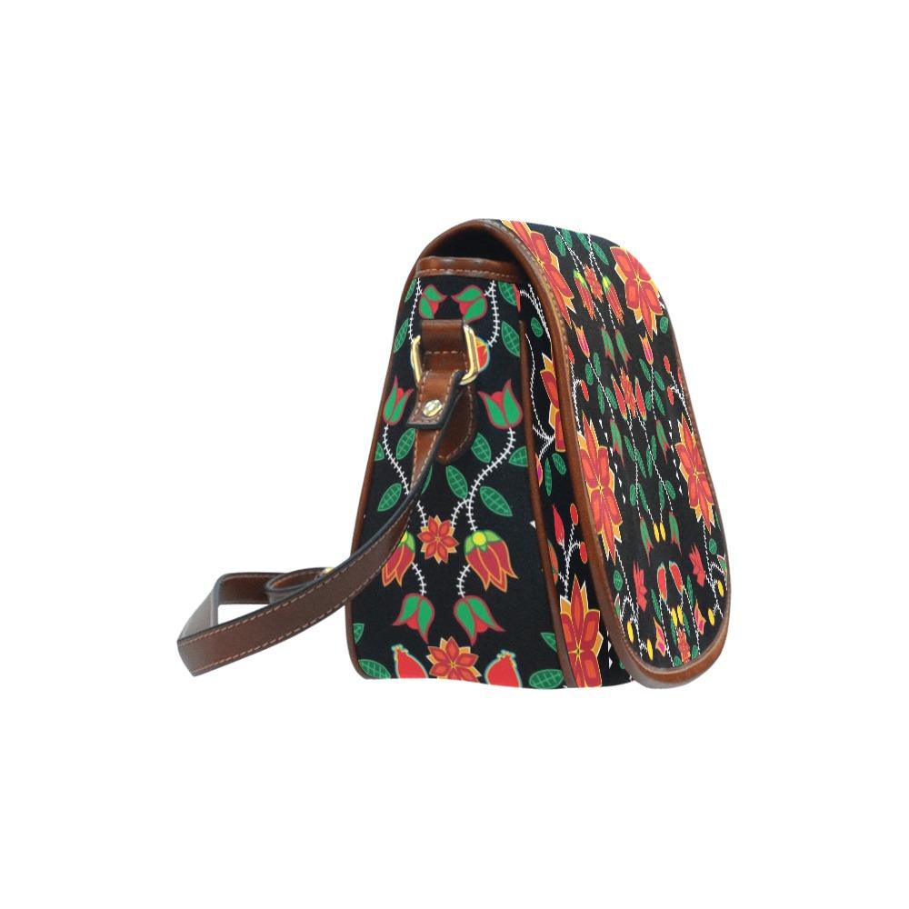 Floral Beadwork Six Bands Saddle Bag/Small (Model 1649) Full Customization Saddle Bag/Small (Full Customization) e-joyer 