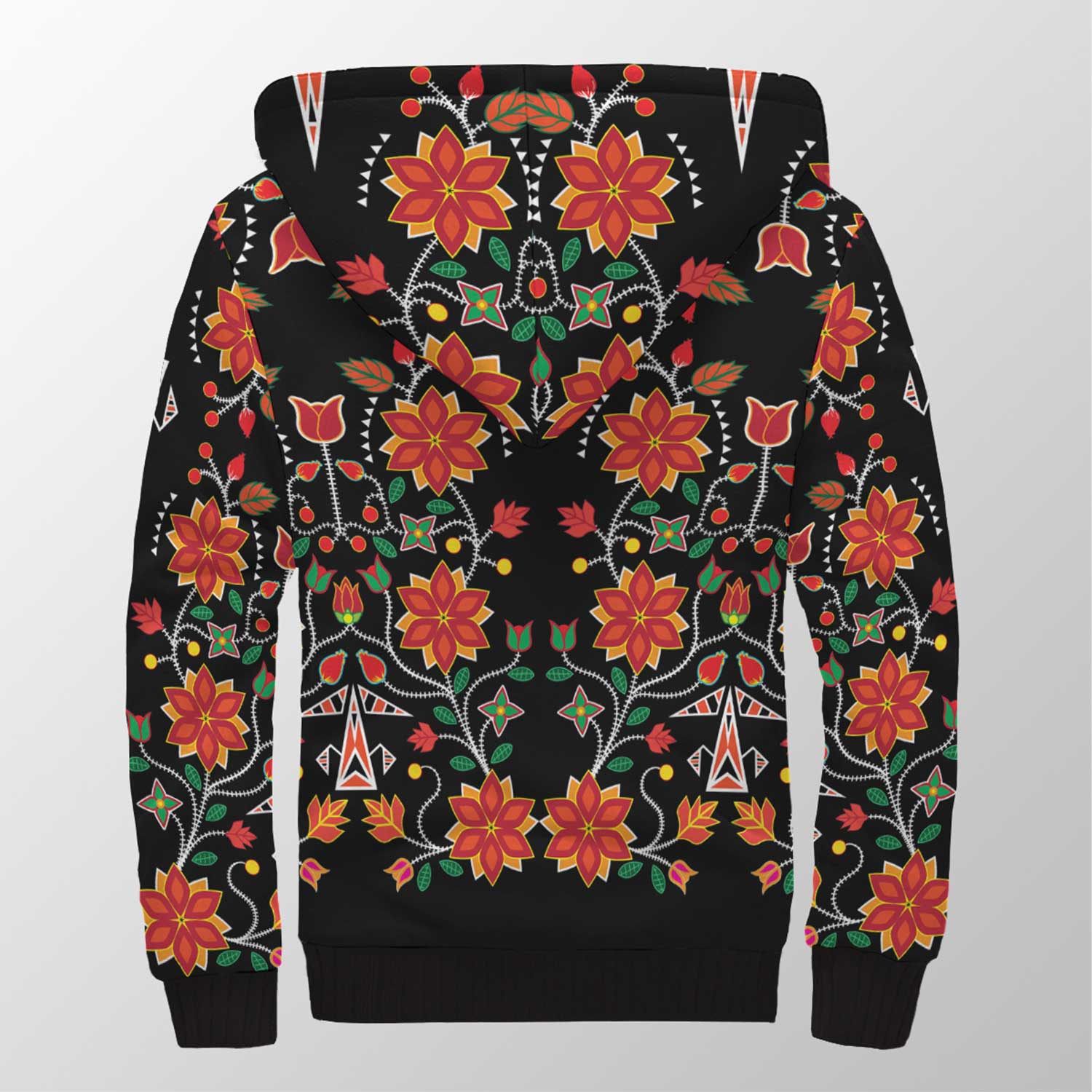 Floral Beadwork Six Bands Sherpa Hoodie 49 Dzine