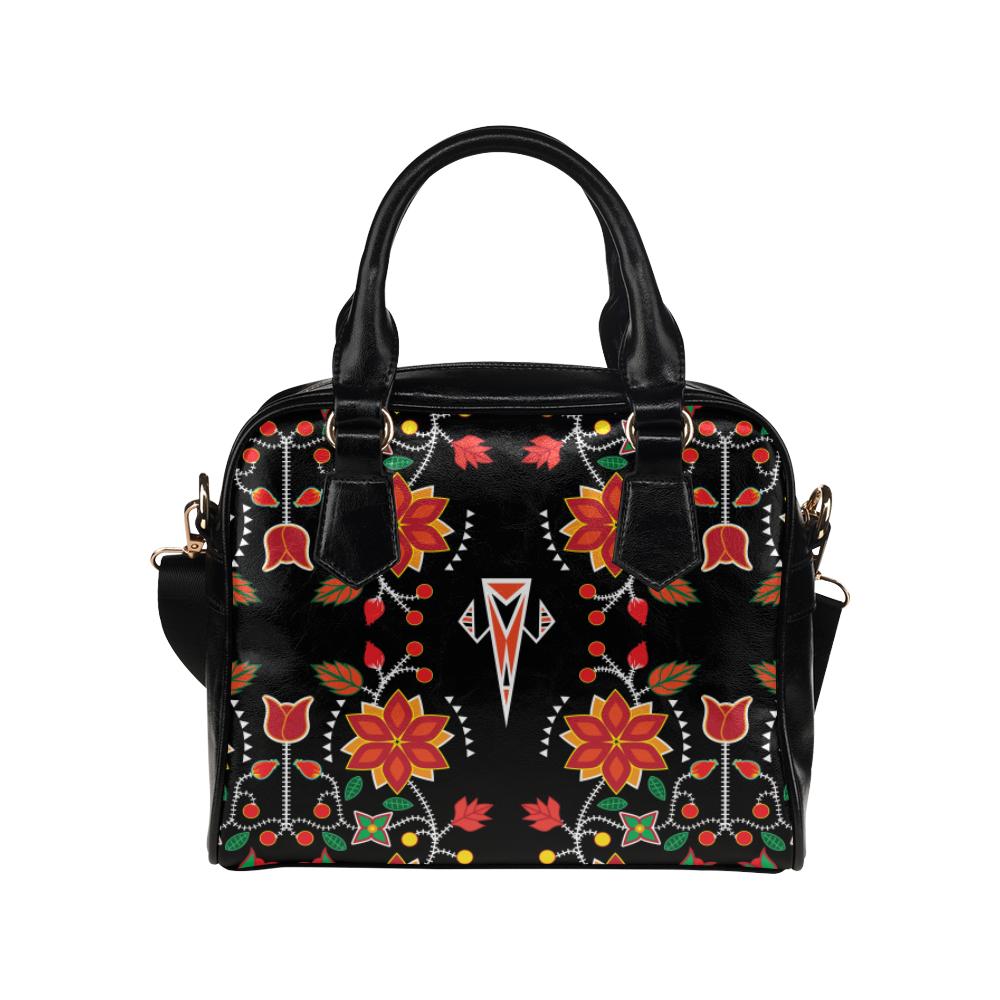 Floral Beadwork Six Bands Shoulder Handbag (Model 1634) Shoulder Handbags (1634) e-joyer