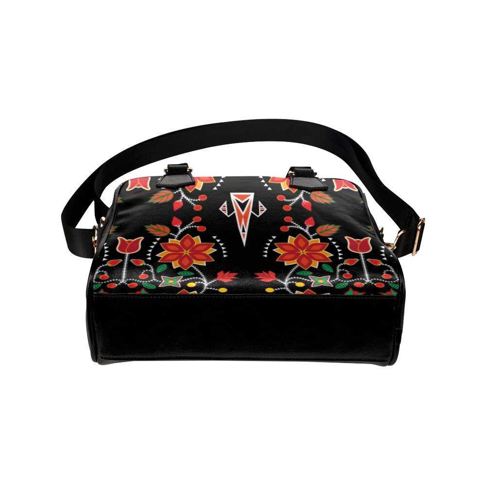 Floral Beadwork Six Bands Shoulder Handbag (Model 1634) Shoulder Handbags (1634) e-joyer