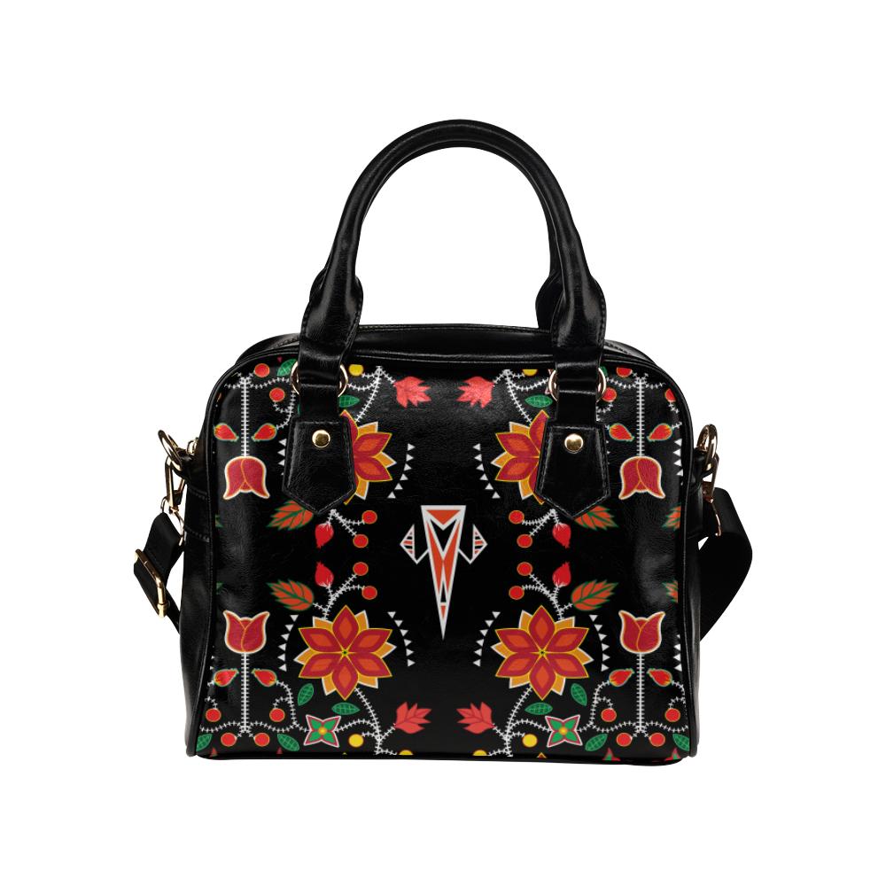 Floral Beadwork Six Bands Shoulder Handbag (Model 1634) Shoulder Handbags (1634) e-joyer