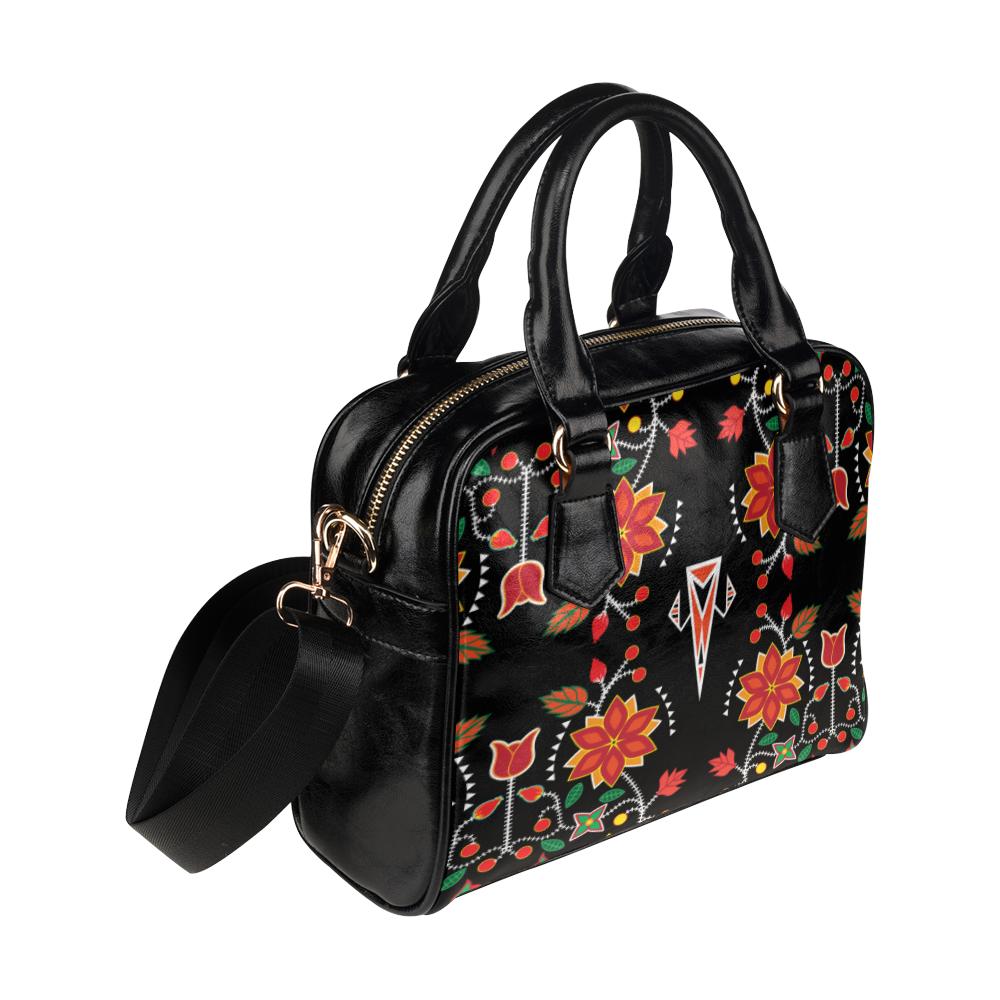 Floral Beadwork Six Bands Shoulder Handbag (Model 1634) Shoulder Handbags (1634) e-joyer