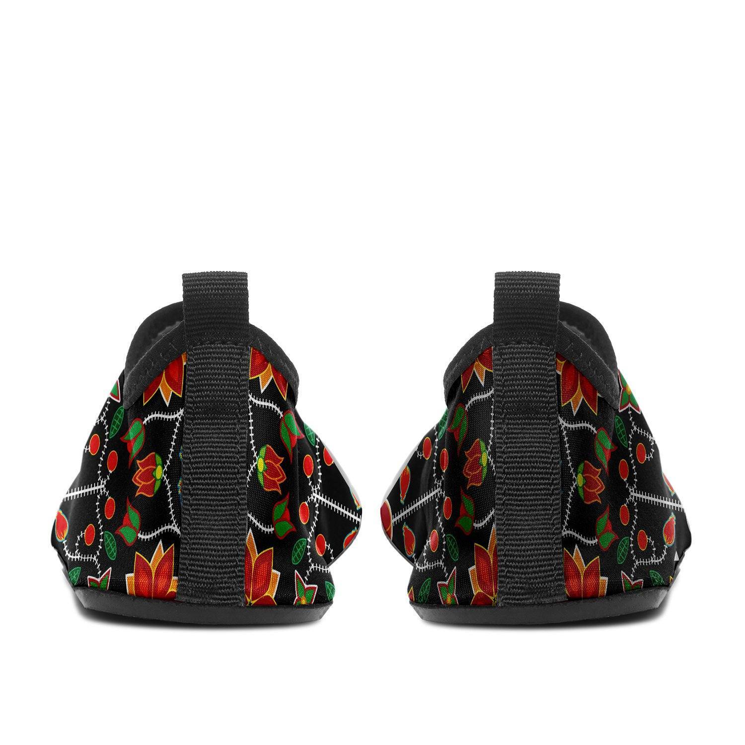 Floral Beadwork Six Bands Sockamoccs Kid's Slip On Shoes 49 Dzine