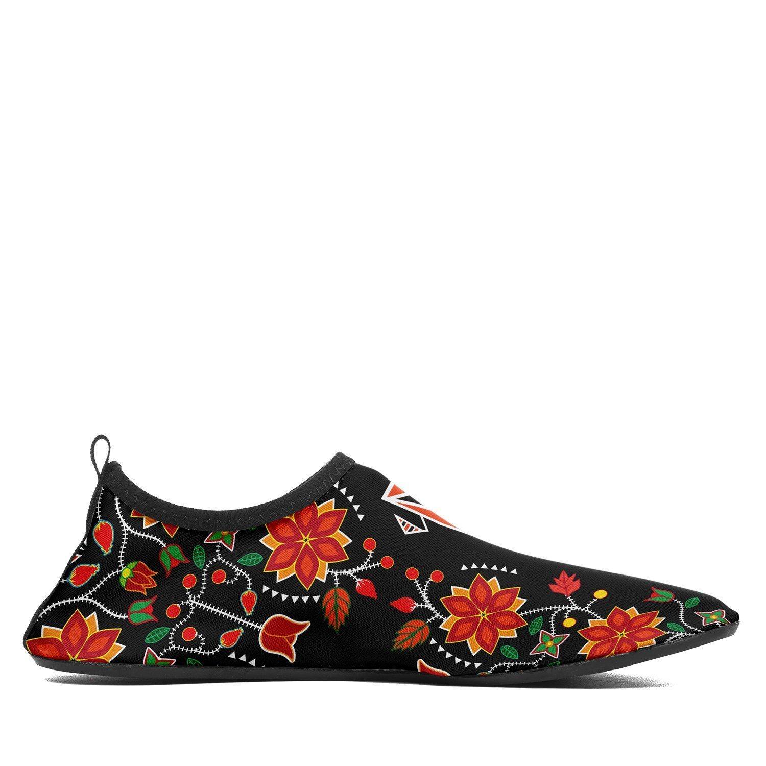Floral Beadwork Six Bands Sockamoccs Kid's Slip On Shoes 49 Dzine