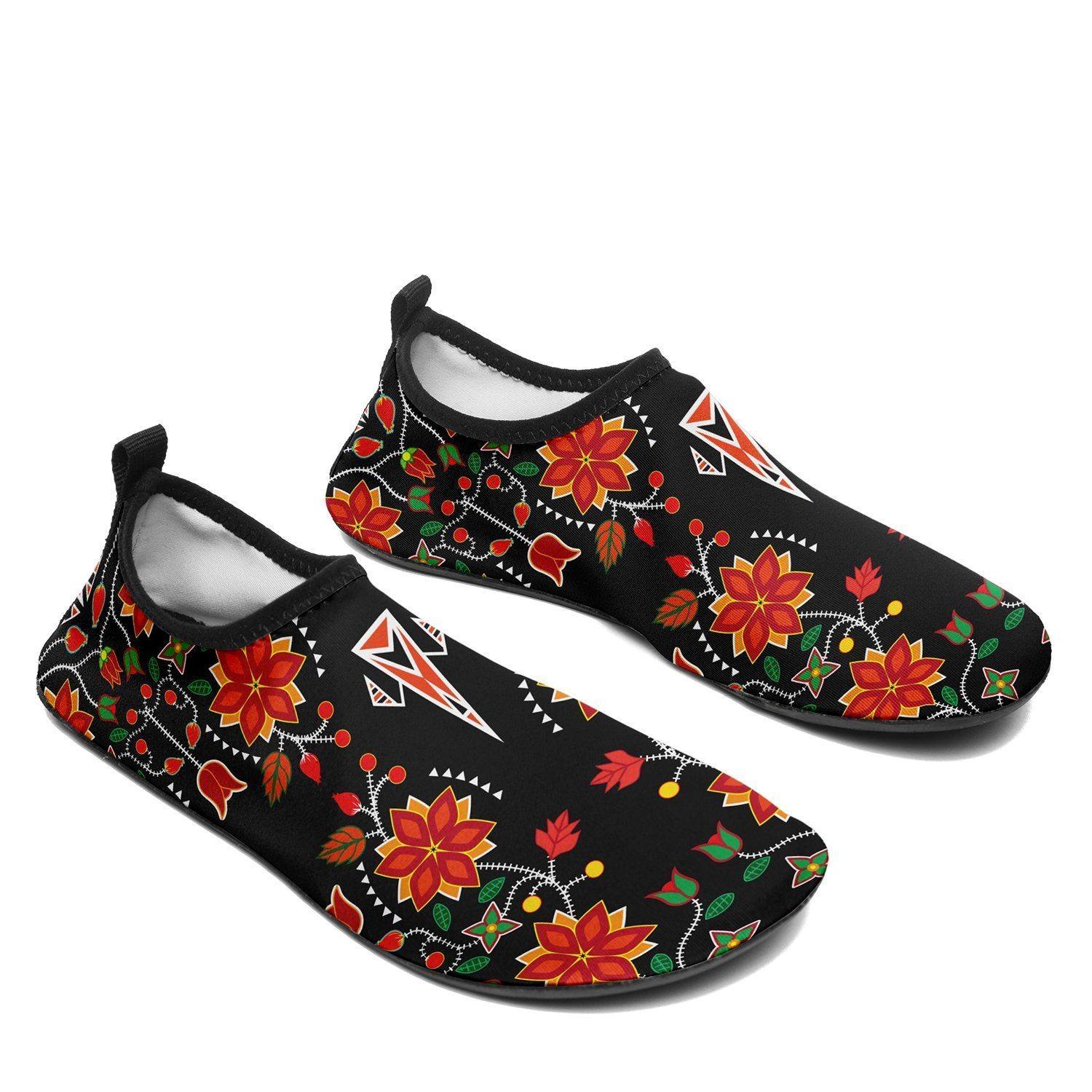 Floral Beadwork Six Bands Sockamoccs Kid's Slip On Shoes 49 Dzine