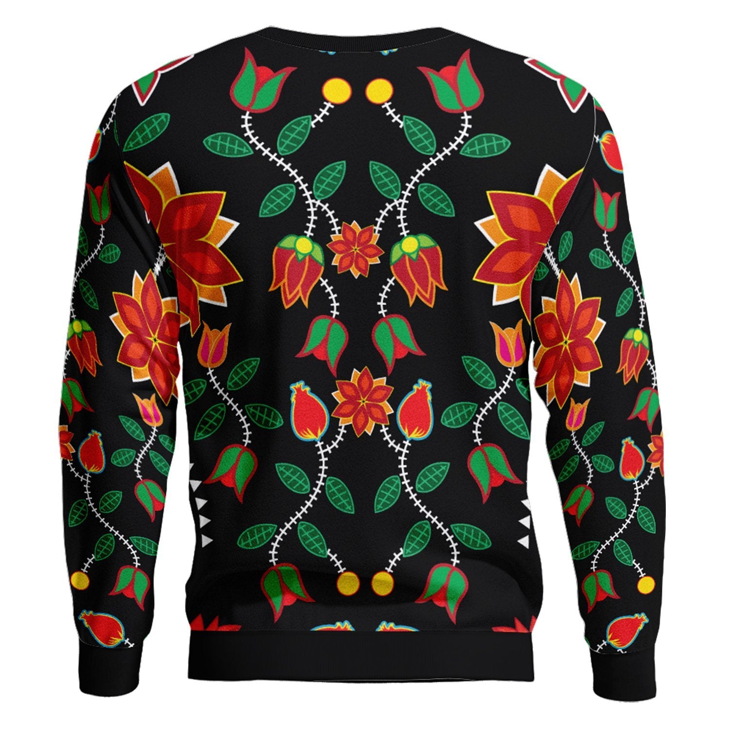 Floral Beadwork Six Bands Unisex Crewneck Long Sleeve Top 49 Dzine