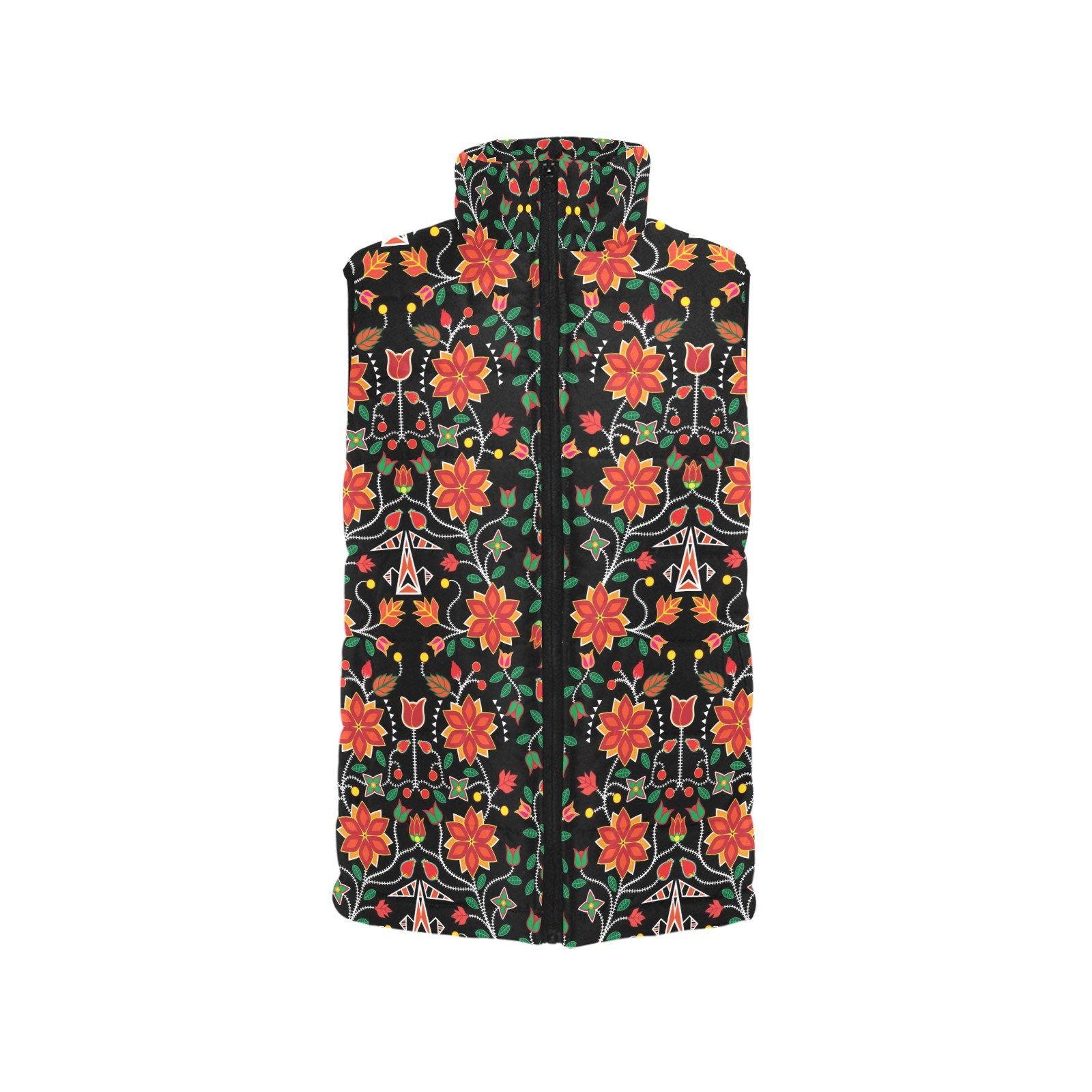 Floral Beadwork Six Bands Women's Padded Vest Jacket (Model H44) Women's Padded Vest Jacket (H44) e-joyer