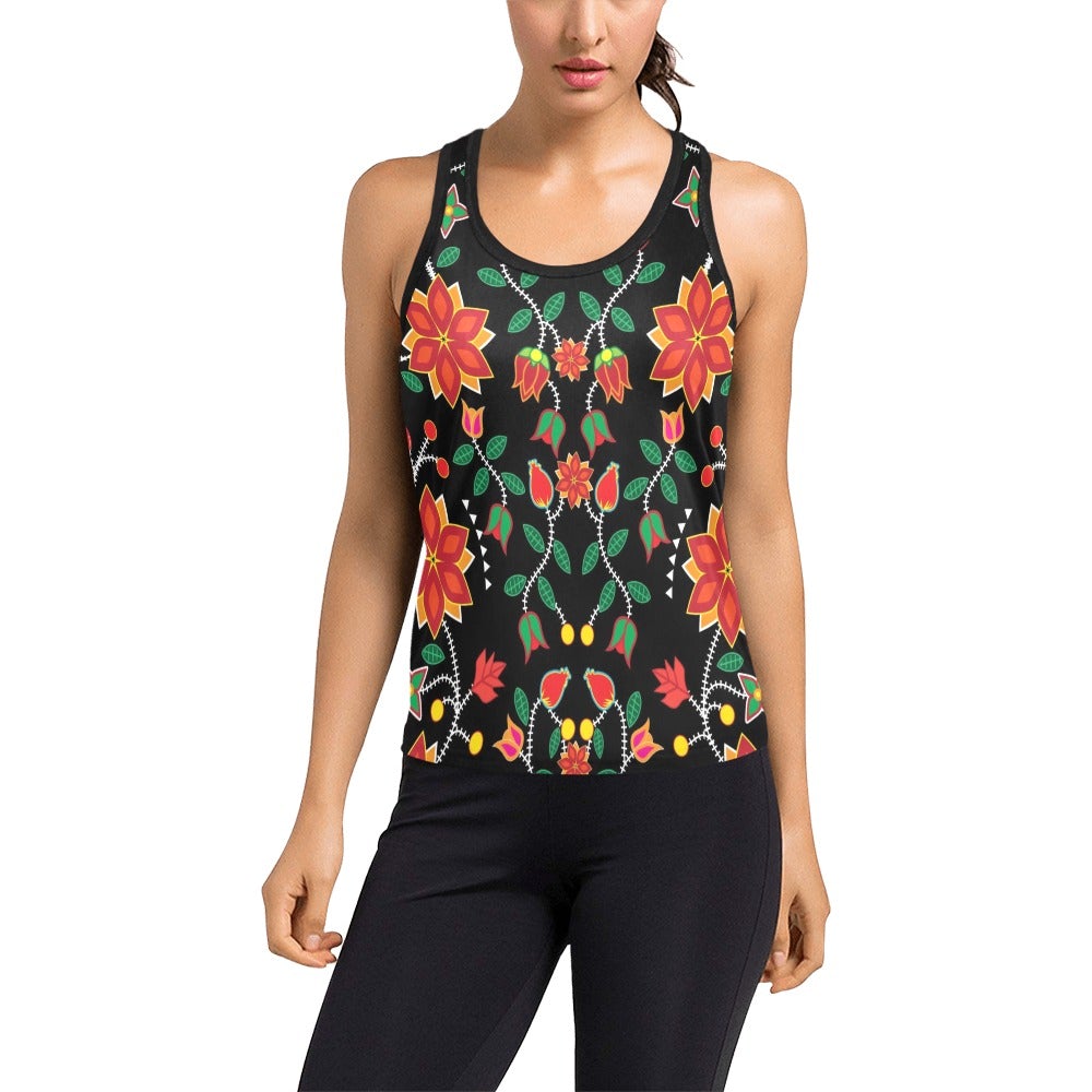 Floral Beadwork Six Bands Women's Racerback Tank Top (Model T60) Racerback Tank Top (T60) e-joyer
