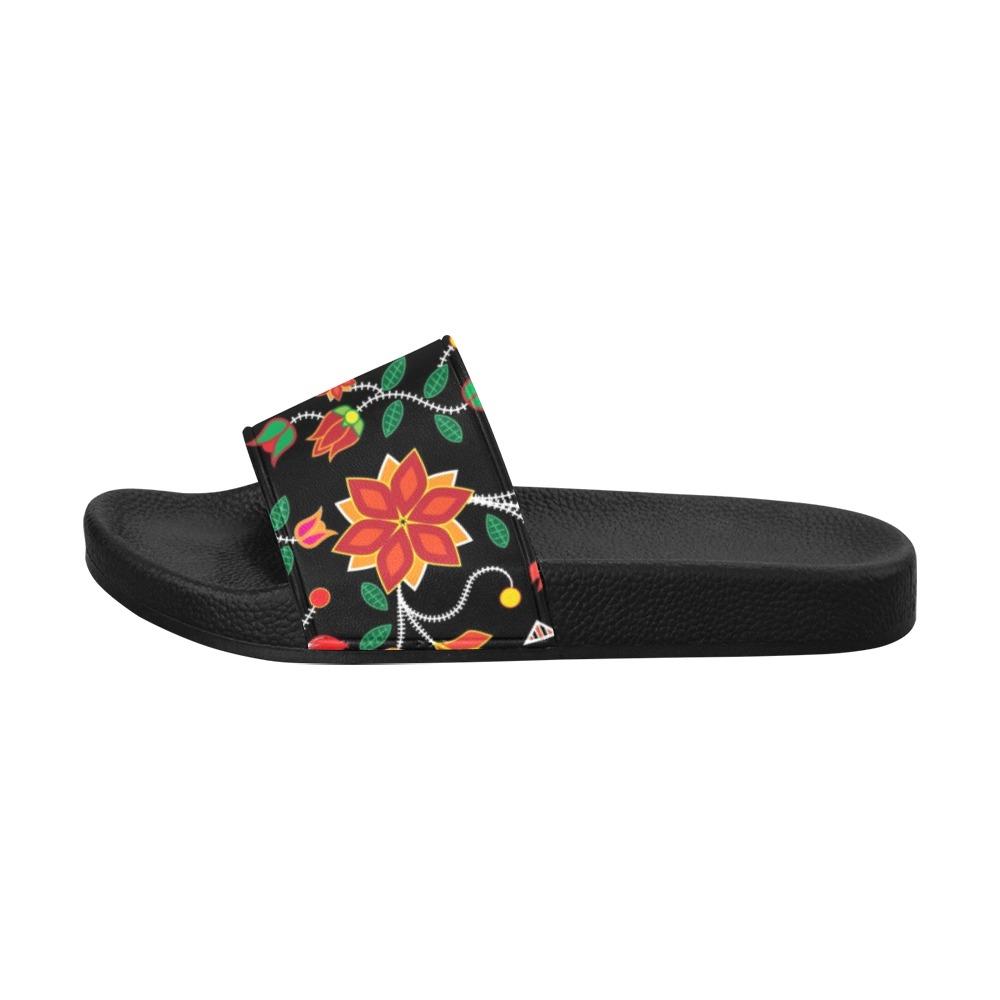 Floral Beadwork Six Bands Women's Slide Sandals (Model 057) Women's Slide Sandals (057) e-joyer