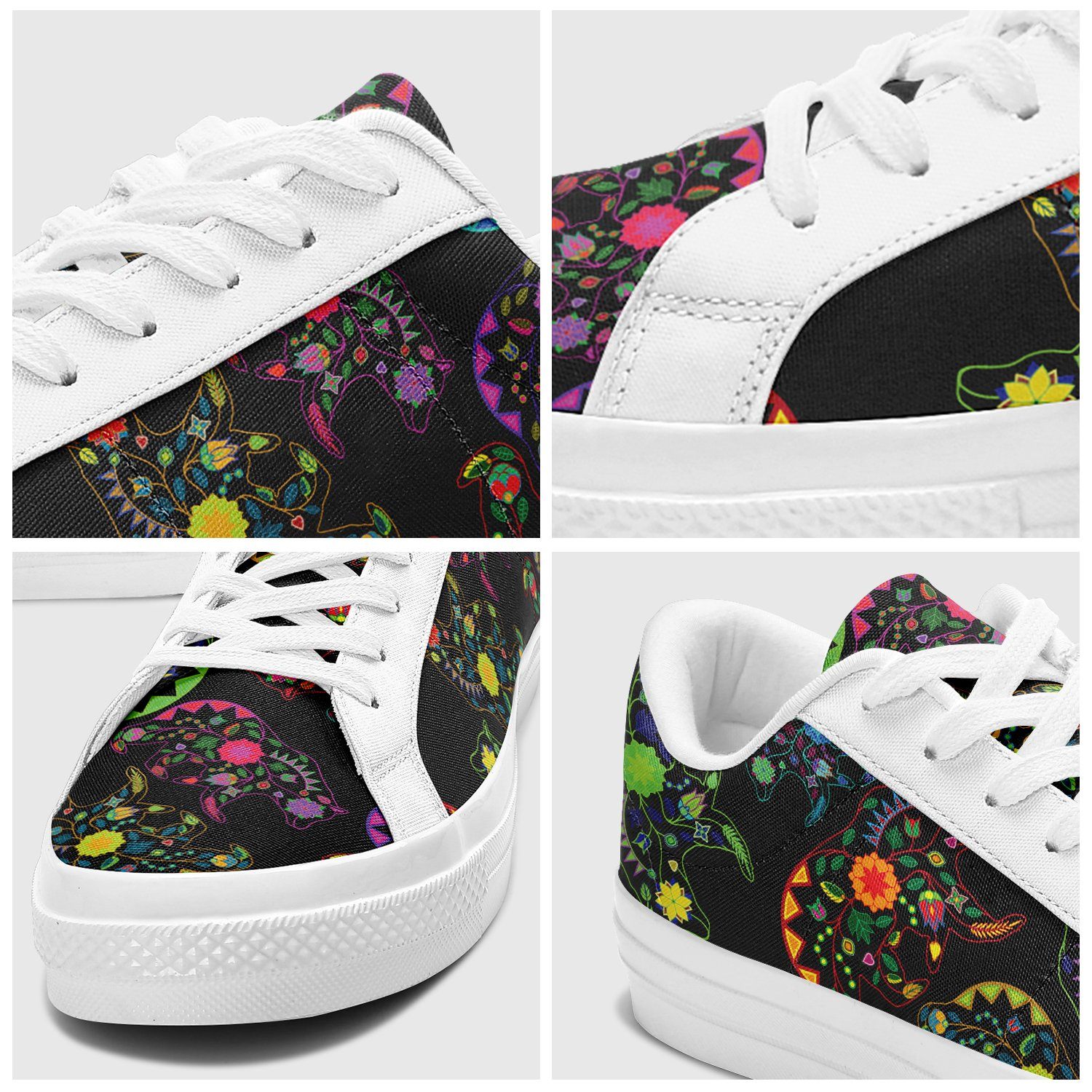 Floral Bear Aapisi Low Top Canvas Shoes White Sole aapisi Herman