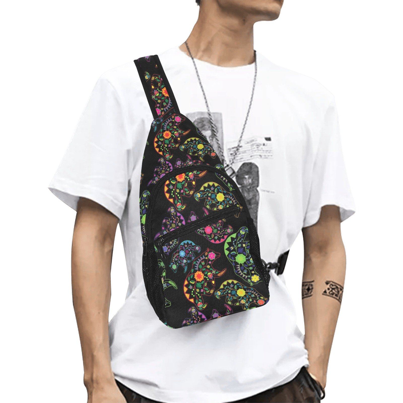 Floral Bear All Over Print Chest Bag (Model 1719) All Over Print Chest Bag (1719) e-joyer 