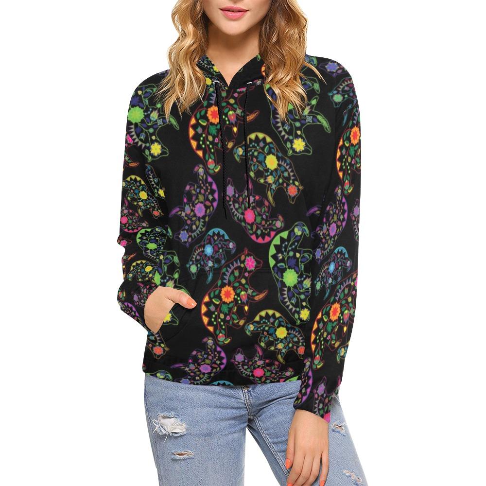 Floral Bear All Over Print Hoodie for Women (USA Size) (Model H13) All Over Print Hoodie for Women (H13) e-joyer