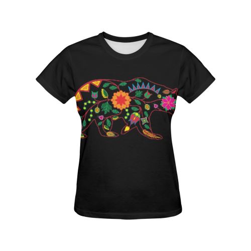Floral Bear All Over Print T-shirt for Women/Large Size (USA Size) (Model T40) All Over Print T-Shirt for Women/Large (T40) e-joyer